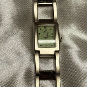 Riviera Water Resistant Link Watch Silver/Seagreen Face - Needs Battery
